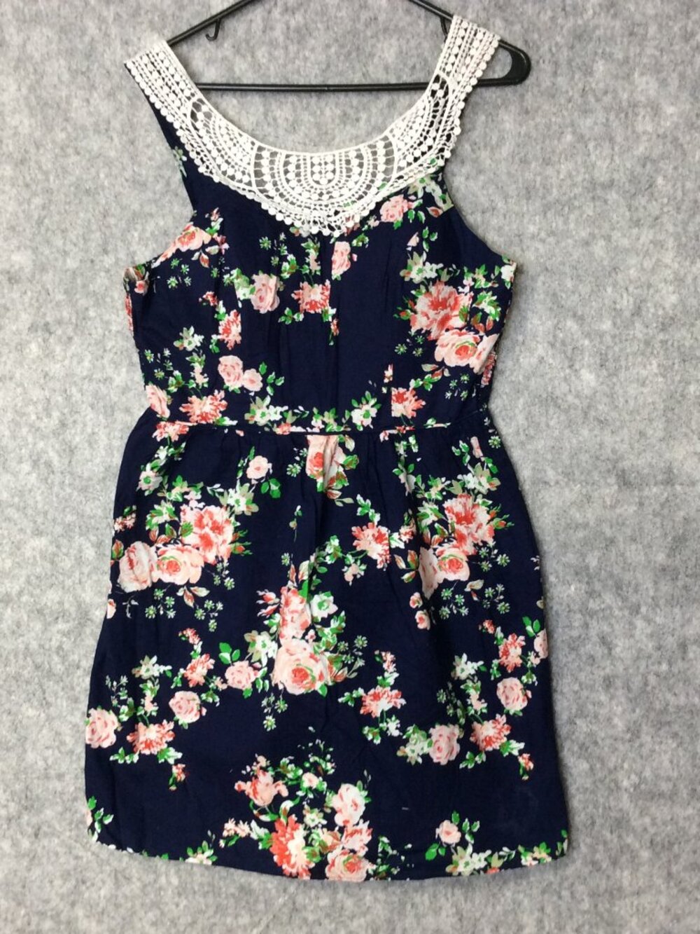 No Boundaries Blue Floral Scrunchy Padded Bust Dress Cotton Size Large (11-13)